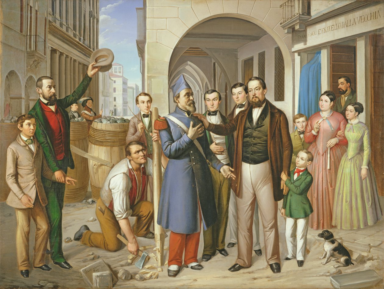 Organisation des barricades sur le Corso Palladio, 1848 - Pietro Negriolo