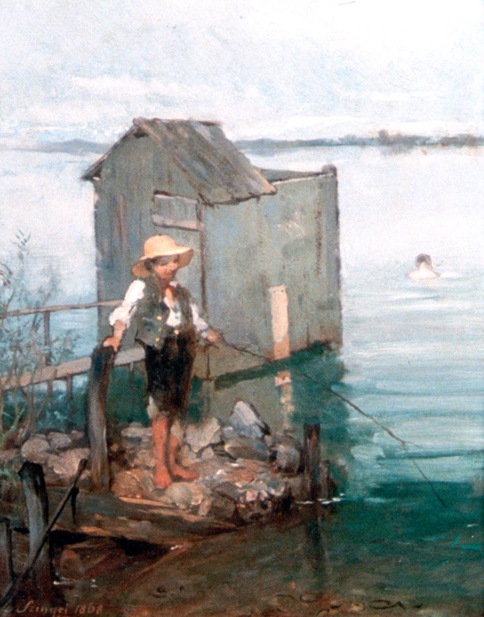 Cabine de bain avec garçon, 1868 - Pál Szinyei Merse