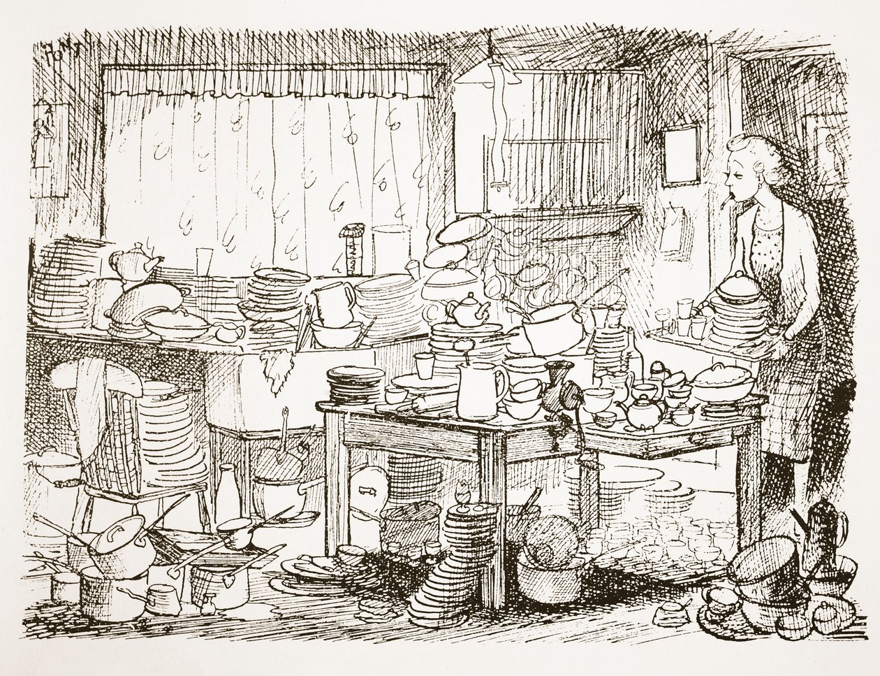 Une tendance à laisser la vaisselle pour plus tard, illustration de 