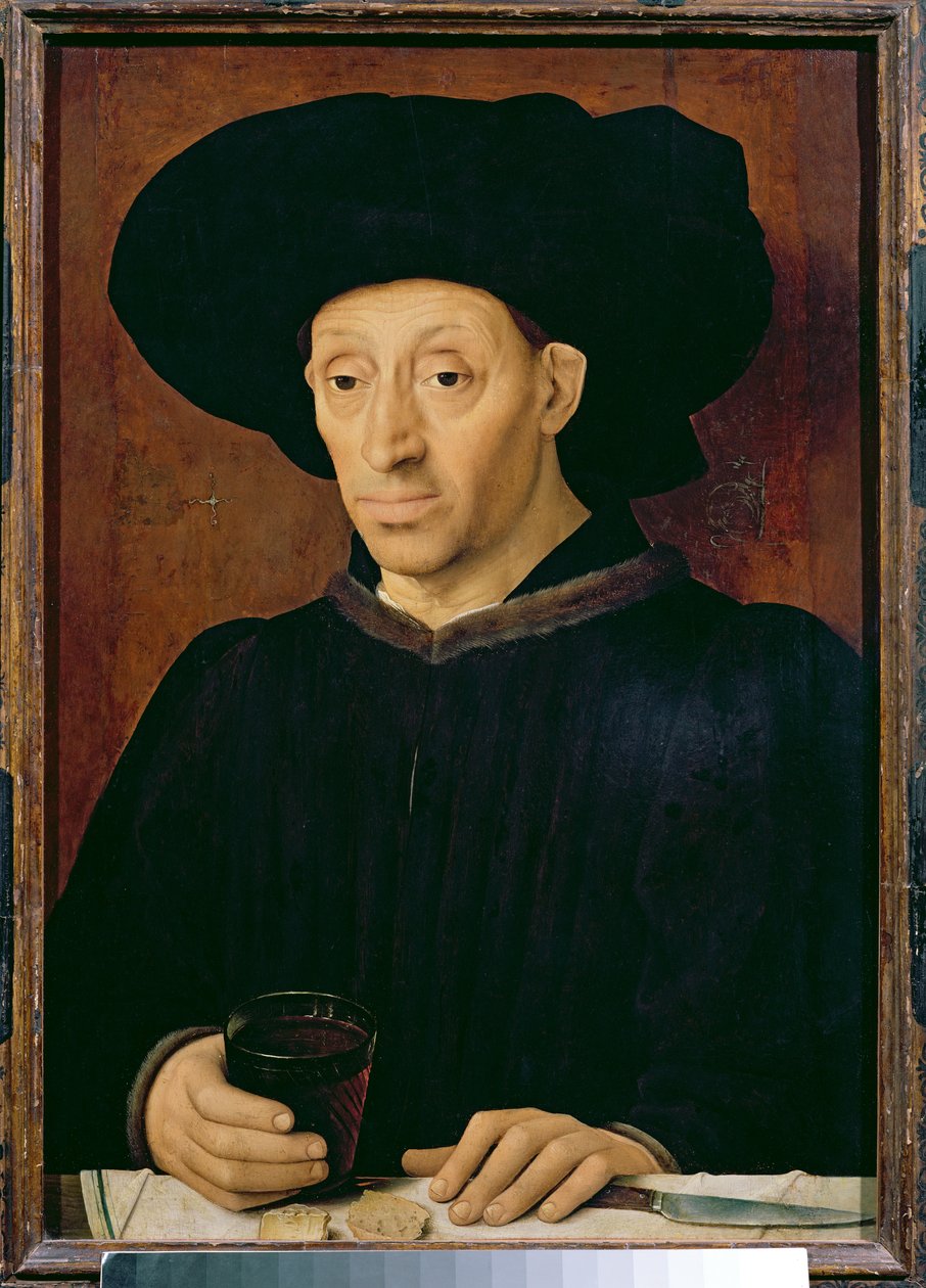 Homme avec un verre de vin - Portuguese School