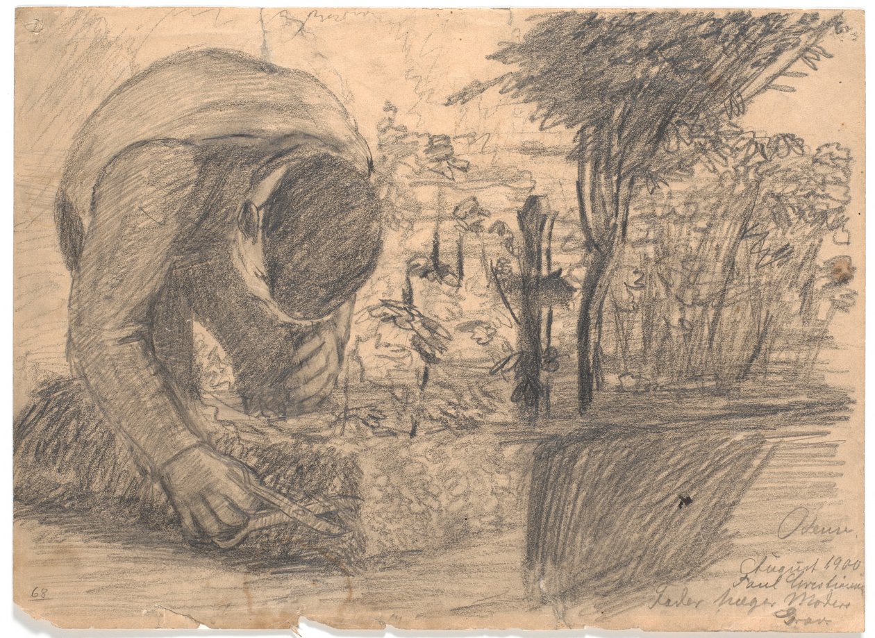 Père pleurant sur la tombe de la mère - Poul S. Christiansen
