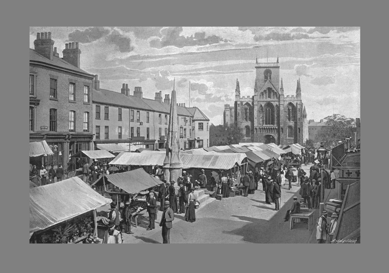 Place du marché, Selby, vers 1900 - Poulton and Co