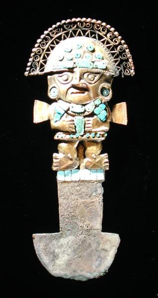 Tumi ou couteau cérémoniel en forme de Naylamp, Chimu - Pre Columbian Pre Columbian