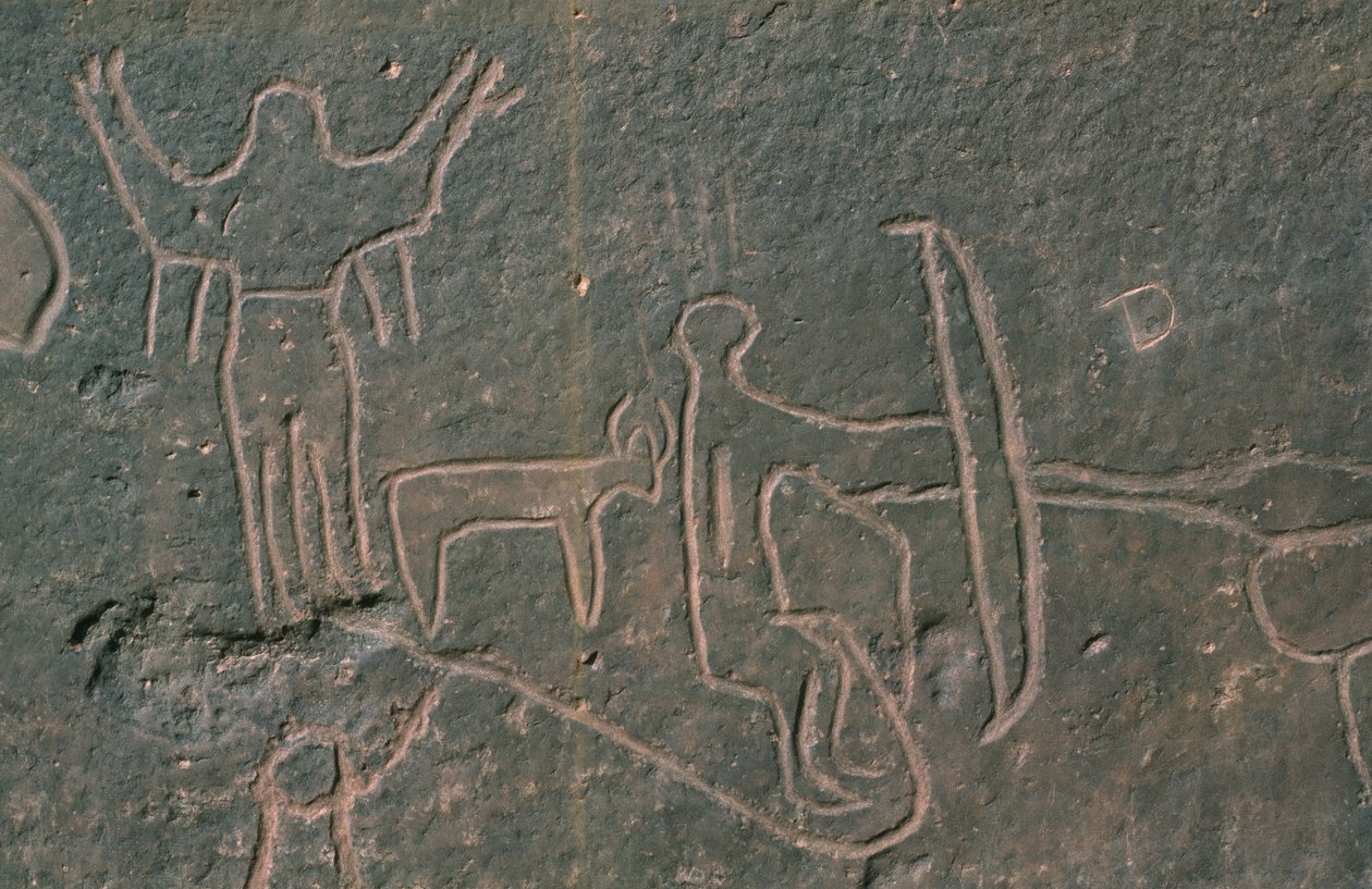 Figures humaines et animaux (peinture rupestre) - Prehistoric