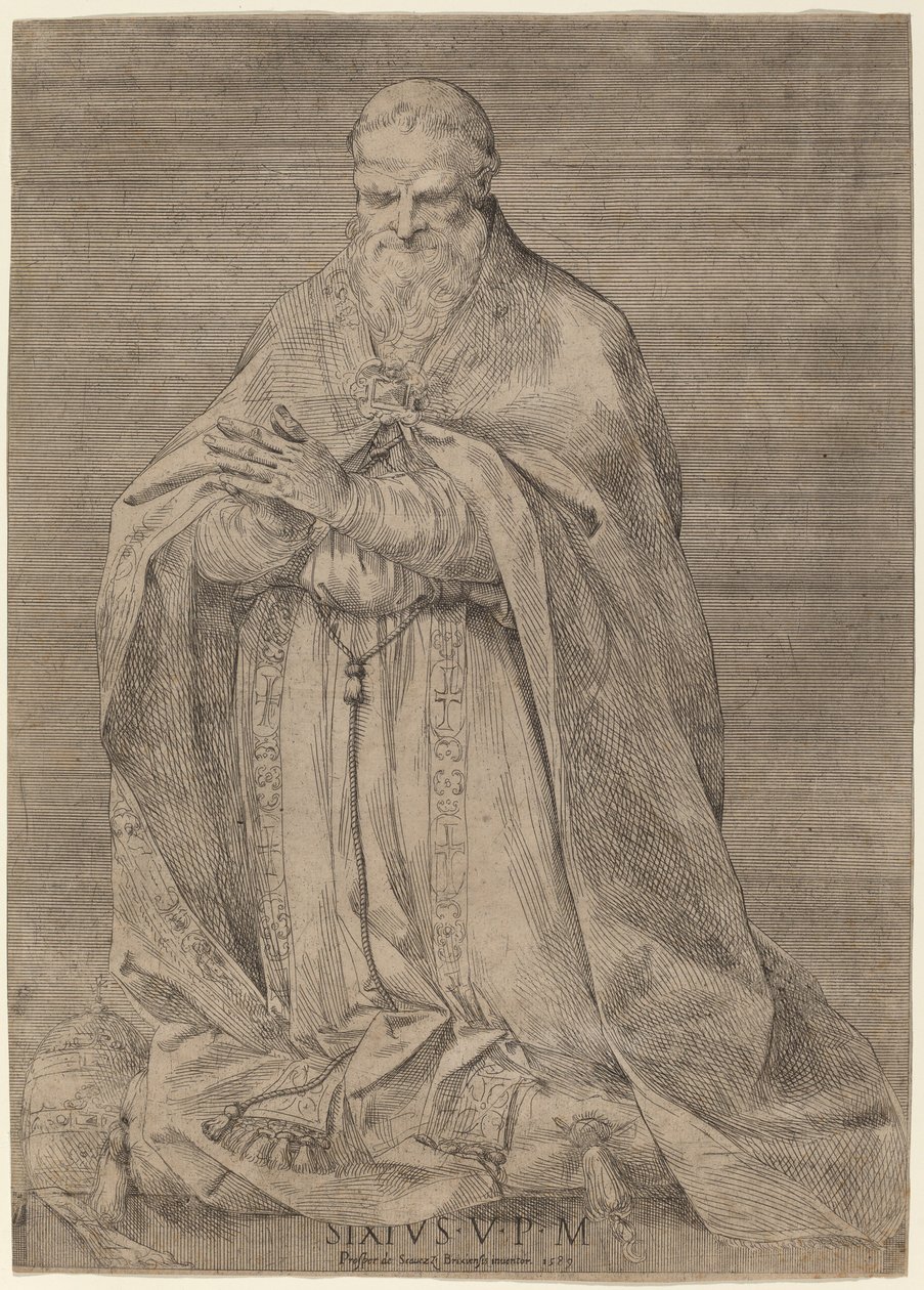 Pape Sixte V - Prospero Bresciano, after Giuseppe Cesari