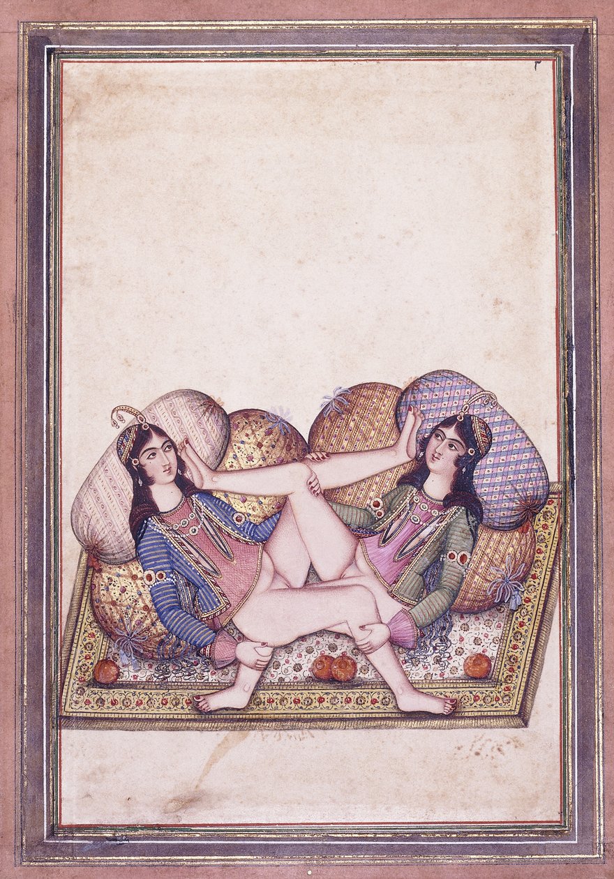 Une scène érotique, milieu du 19ème siècle - Qajar School
