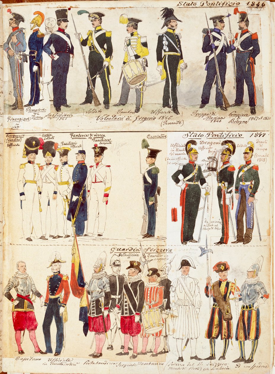 Divers uniformes des États pontificaux - Quinto Cenni