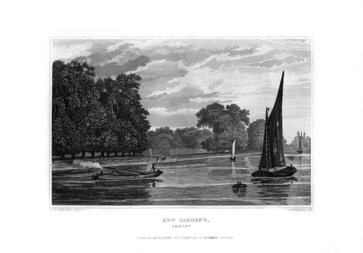 Jardins de Kew, Londres, 1829 - R. Winkles