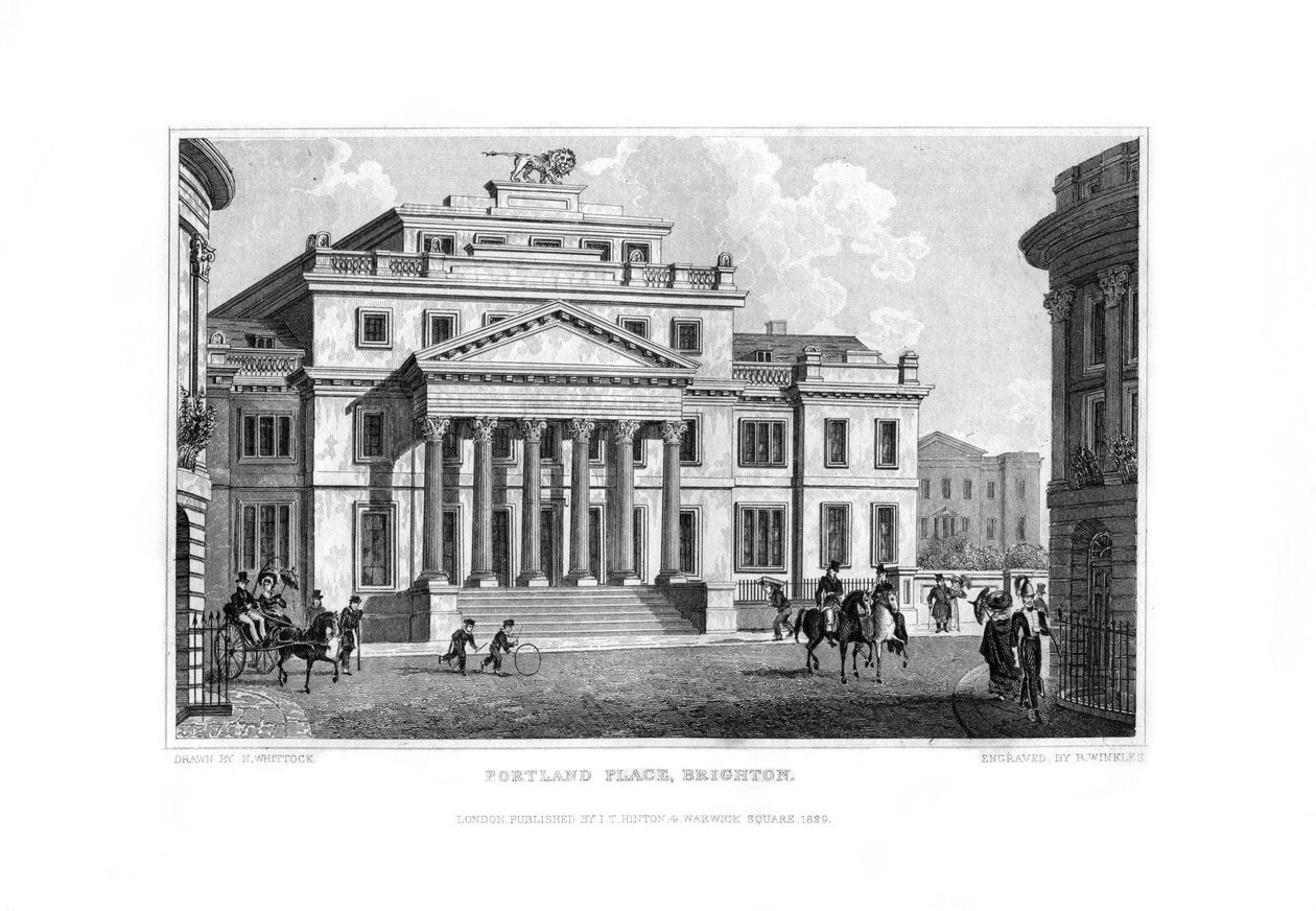 Portland Place, Brighton, East Sussex, 1829 - R. Winkles