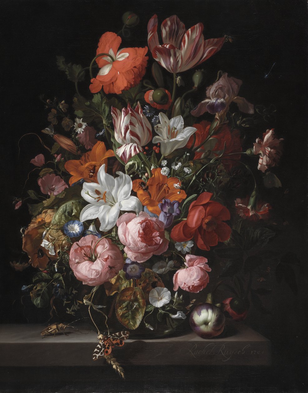 Fleurs dans un vase en verre - Rachel Ruysch