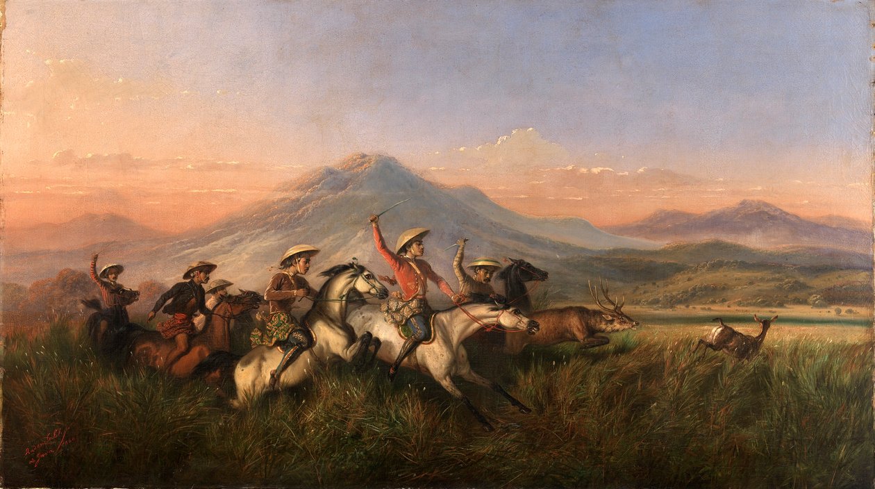 Six cavaliers à la poursuite des cerfs - Raden Saleh