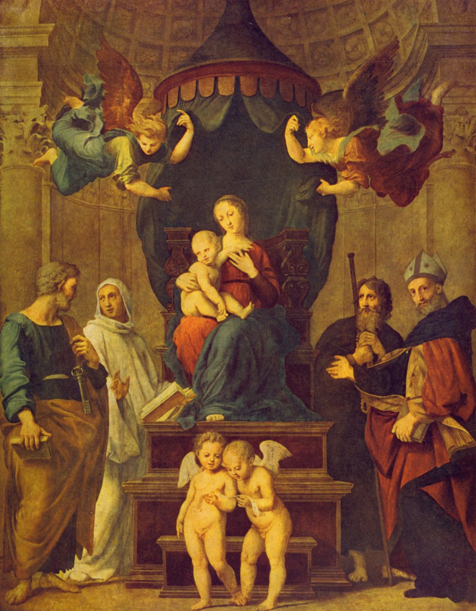 Madone sous le baldaquin - Raffaello Sanzio Raphael