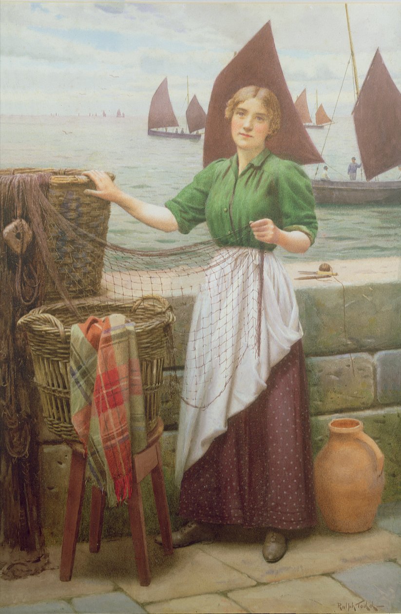 Fille Réparant des Filets - Ralph Todd