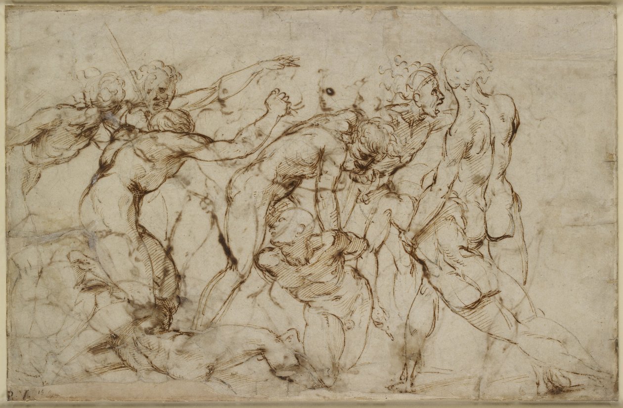 Une bataille de guerriers nus avec des captifs - Raffaello Sanzio Raphael