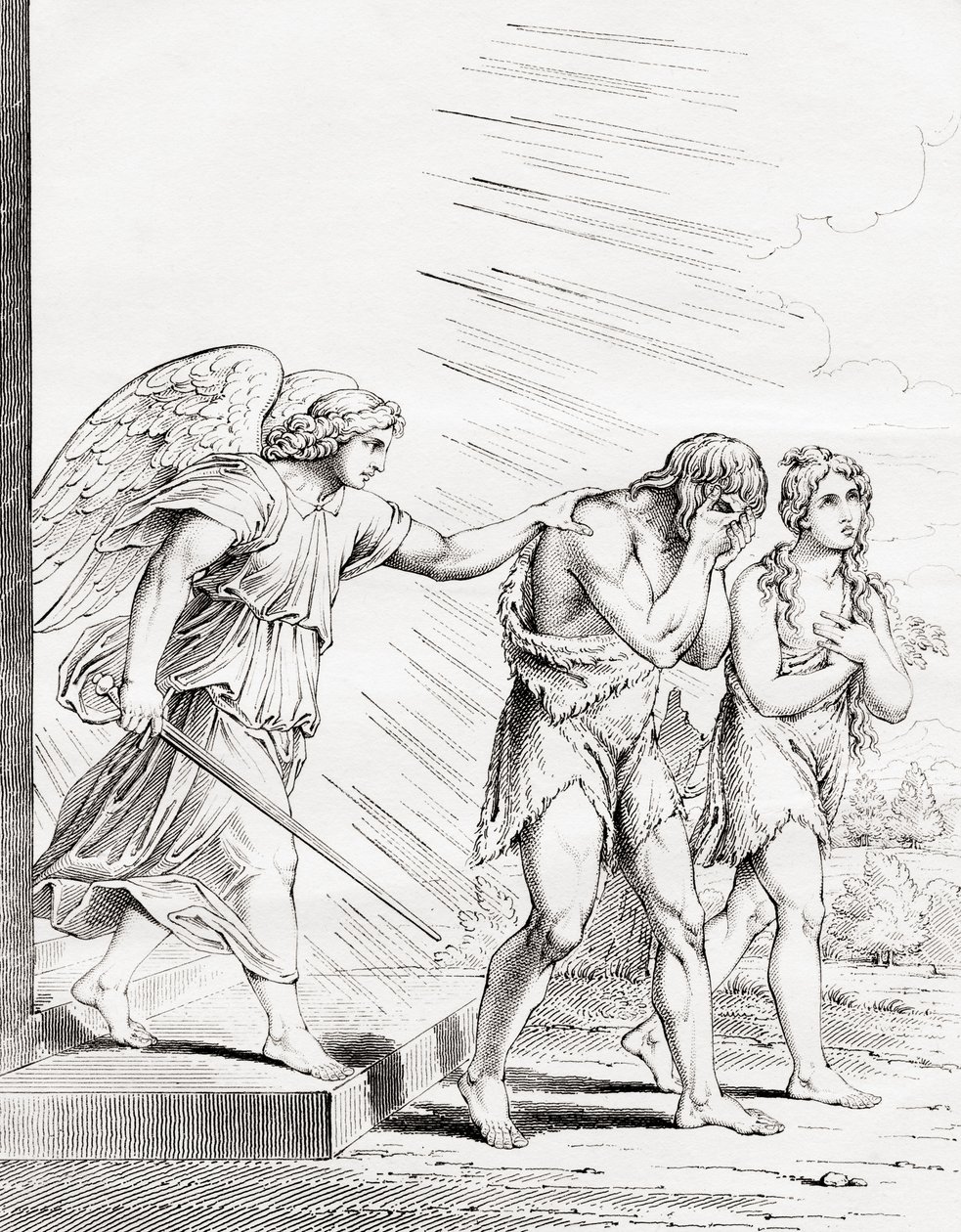 Adam et Ève chassés du paradis, 19e siècle - Raffaello Sanzio Raphael