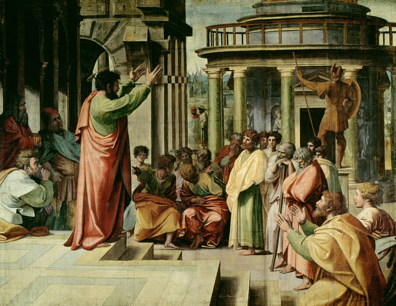 Saint Paul prêchant à Athènes (carton pour la chapelle Sixtine) (avant restauration) - Raffaello Sanzio Raphael