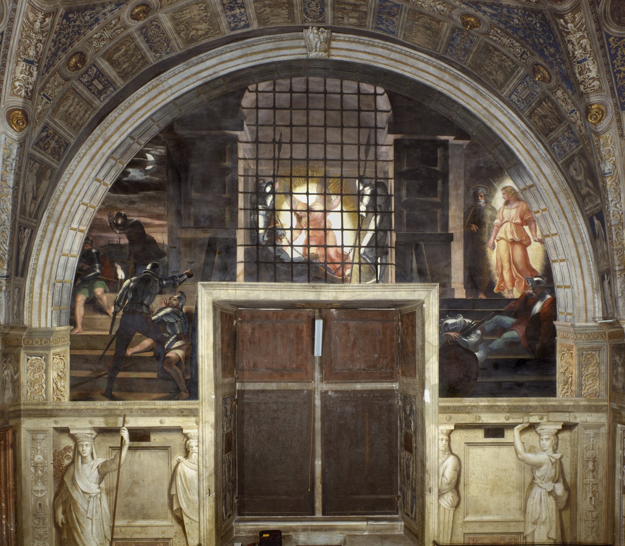 La Libération de Saint Pierre, Stanza di Eliodoro, 1514 - Raffaello Sanzio Raphael