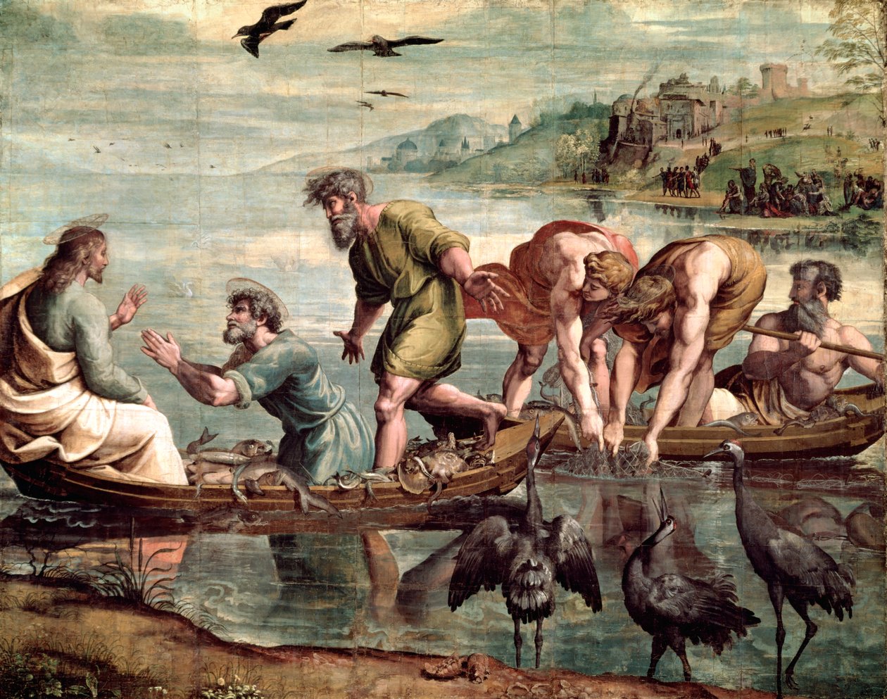 La Pêche miraculeuse (carton pour la chapelle Sixtine) (avant restauration) - Raffaello Sanzio Raphael