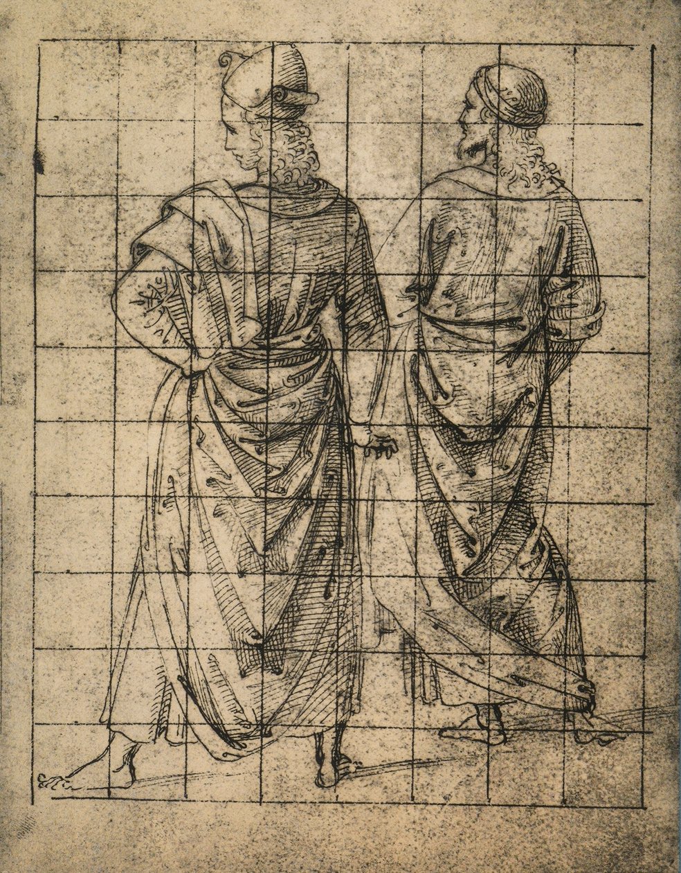 Deux figures masculines debout, vue de dos - Raffaello Sanzio Raphael