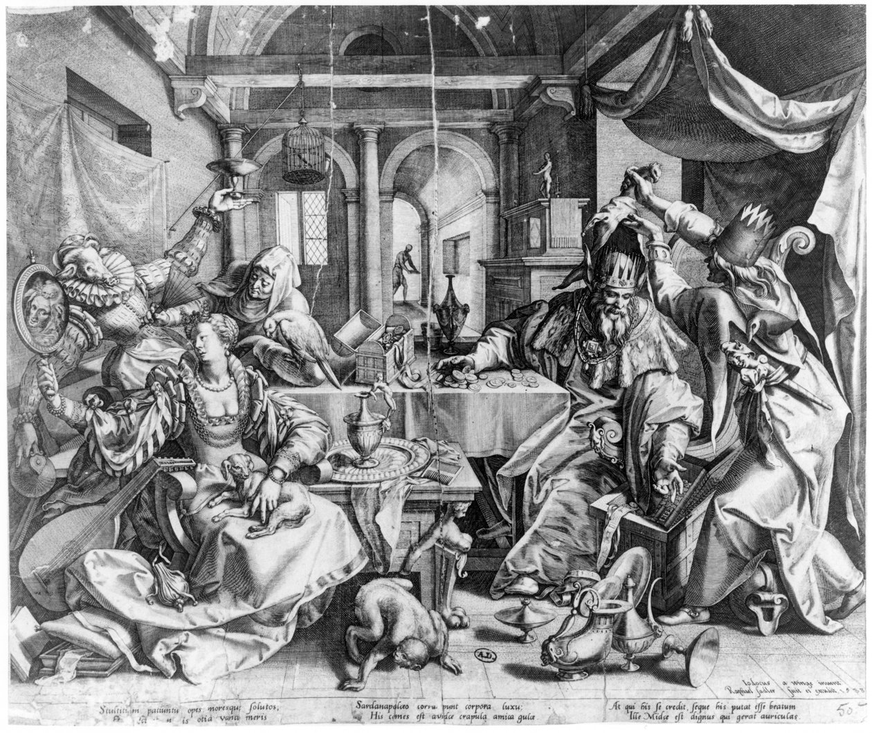Le fou et le roi, 1588 - Raphael I Sadeler