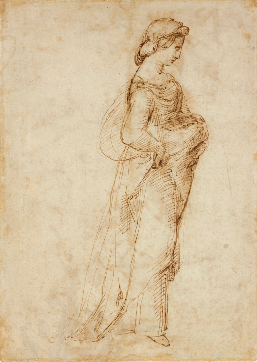 Figure féminine marchant vers la droite, c1500-1520 - Raphael