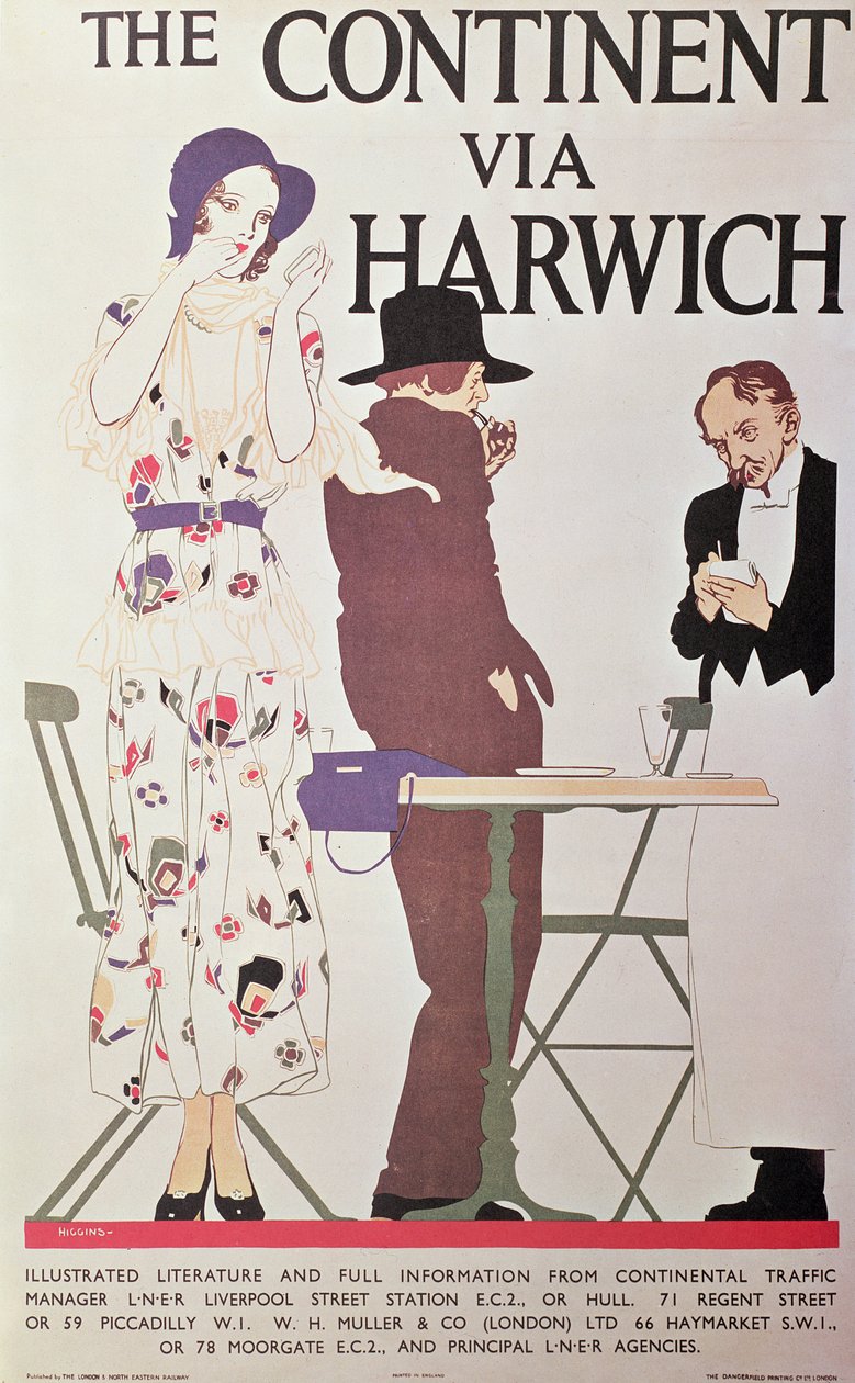 Le continent via Harwich (affiche) - Reginald Edward Higgins