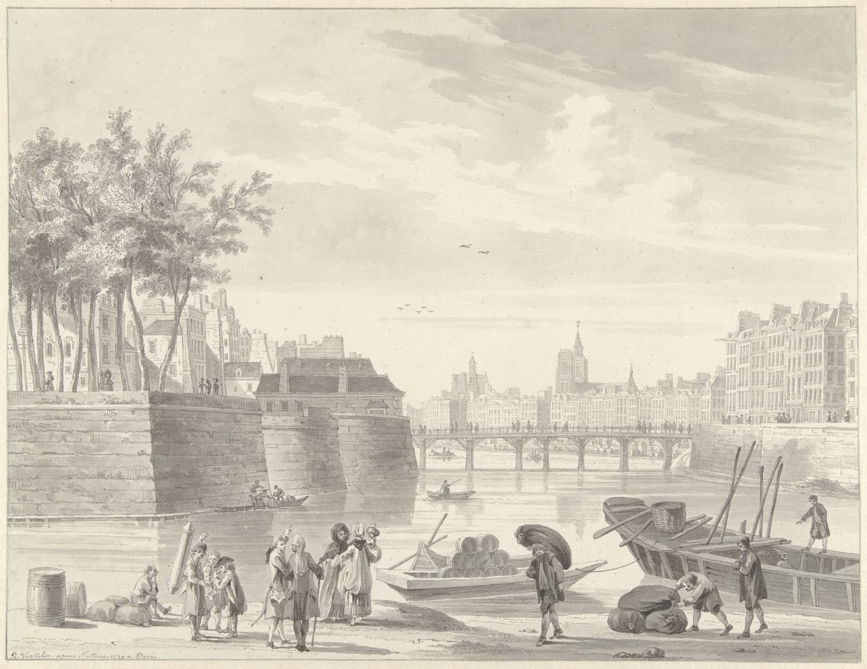 Vue sur le Pont Rouge, Paris - Reinier Vinkeles (I)