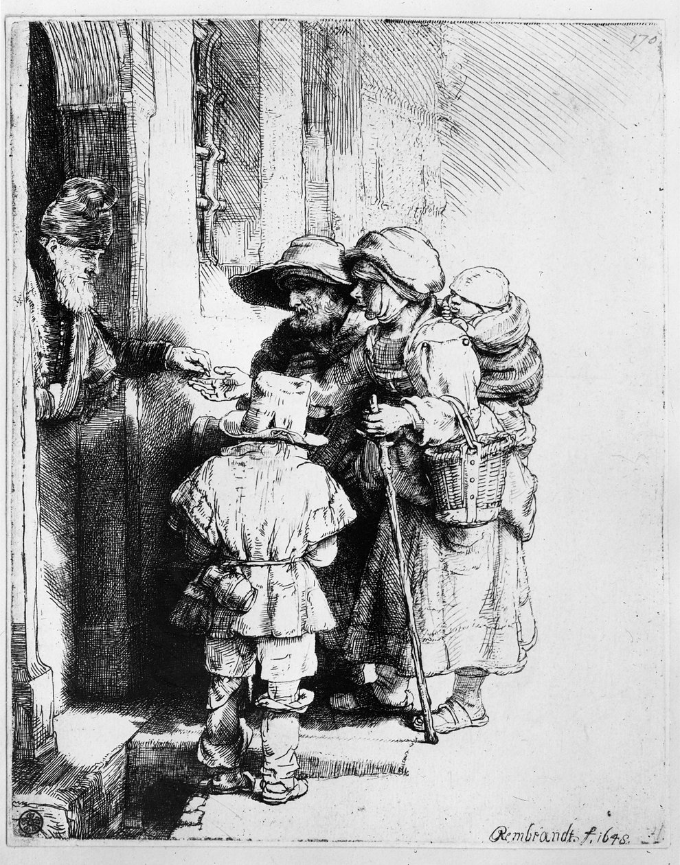 Mendiants recevant des aumônes, 1648 - Rembrandt van Rijn