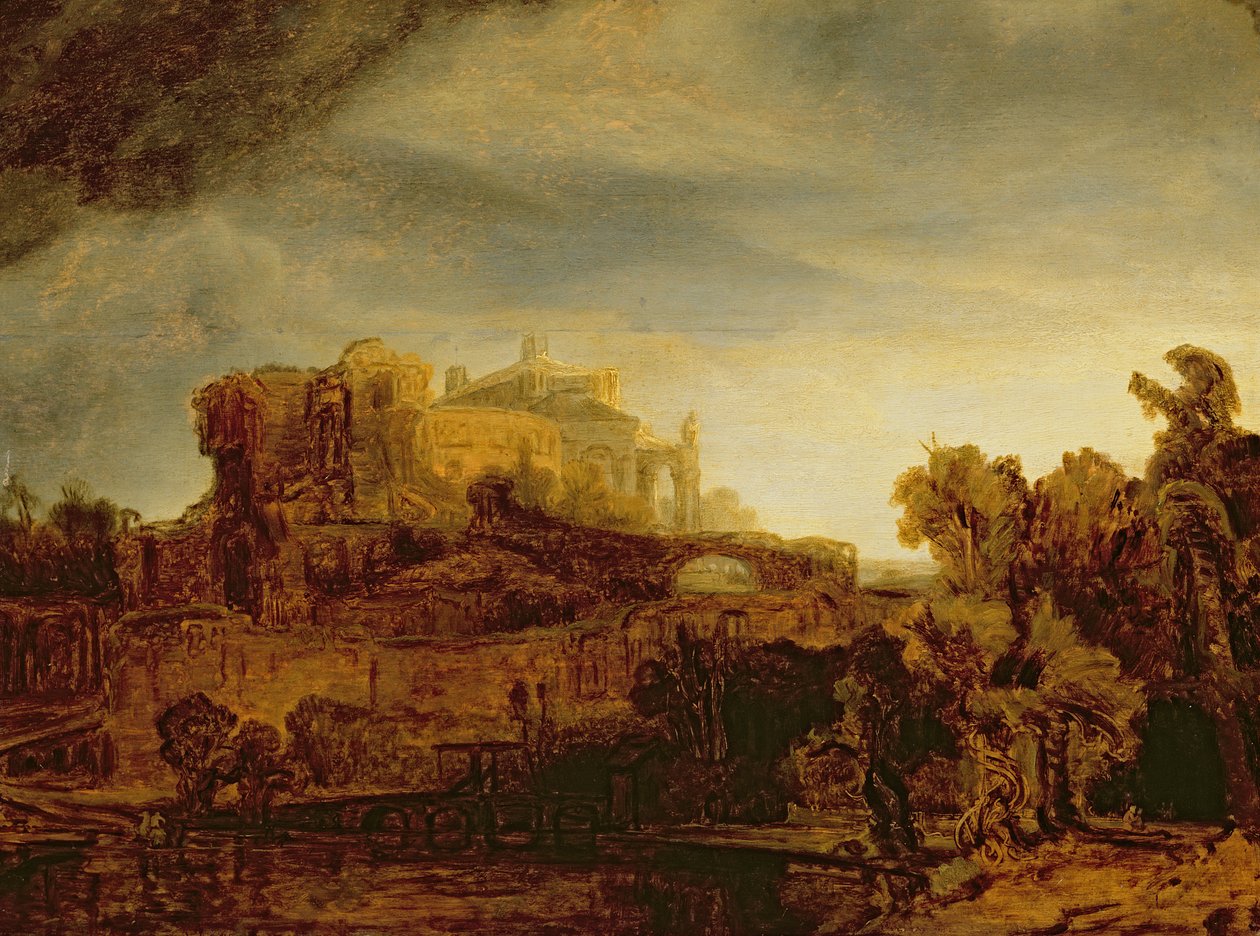 Paysage avec un château - Rembrandt van Rijn