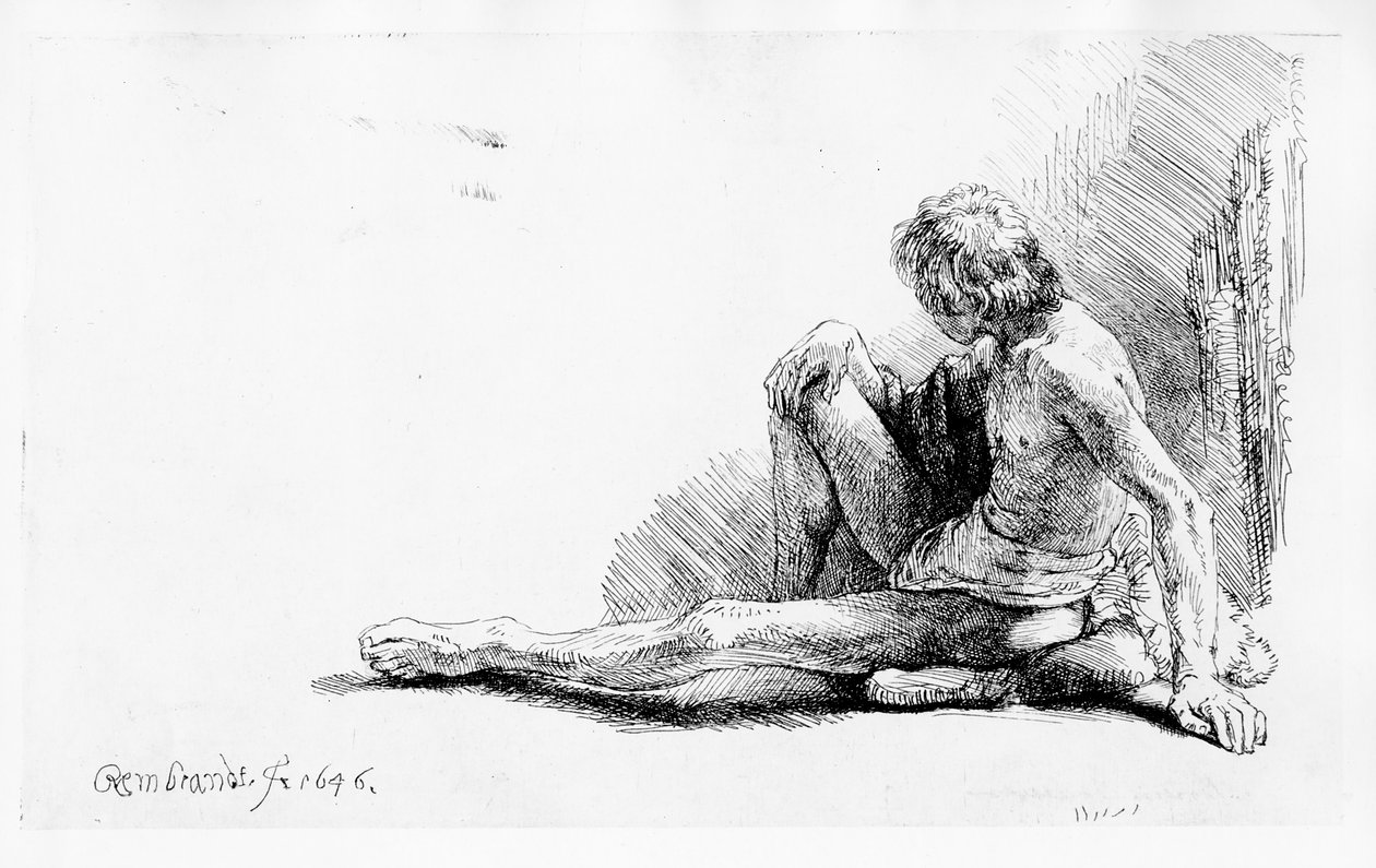 Homme assis par terre, 1646 - Rembrandt van Rijn