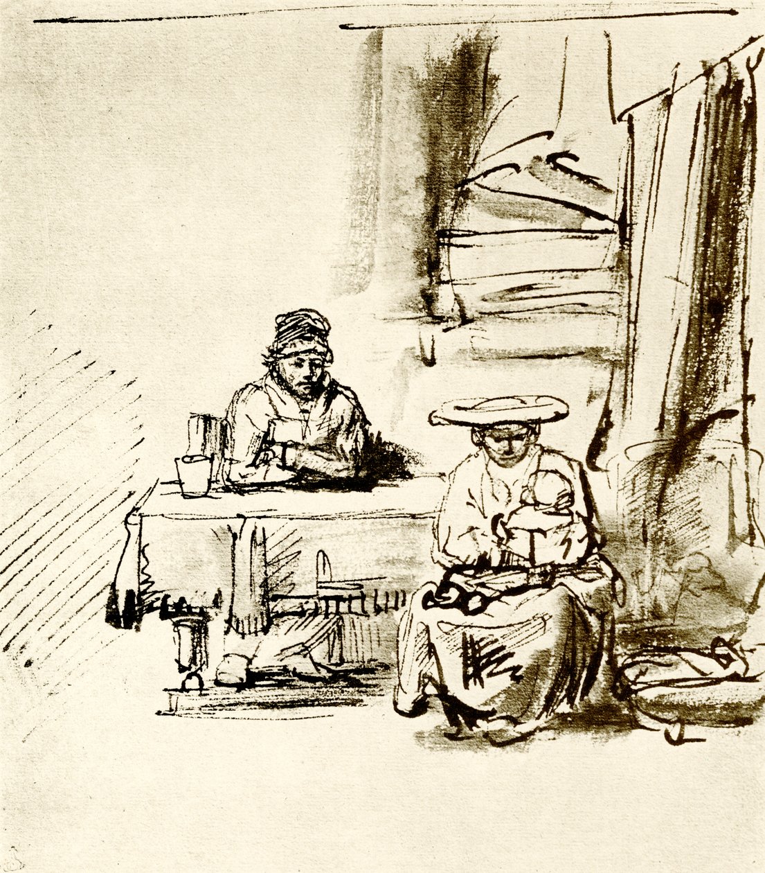 Scène de famille - Rembrandt van Rijn
