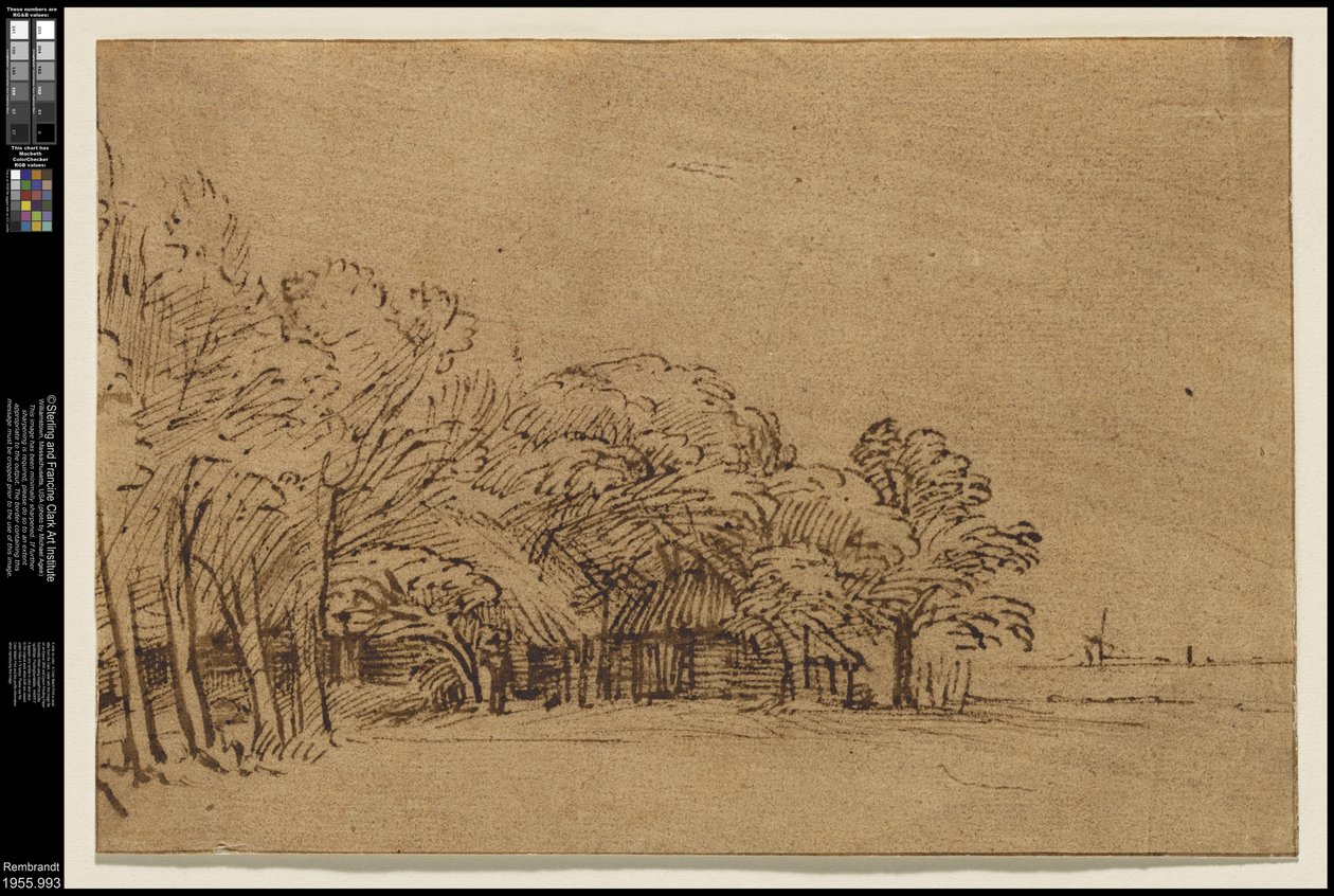 Ferme sous les arbres, c.1650 - Rembrandt van Rijn