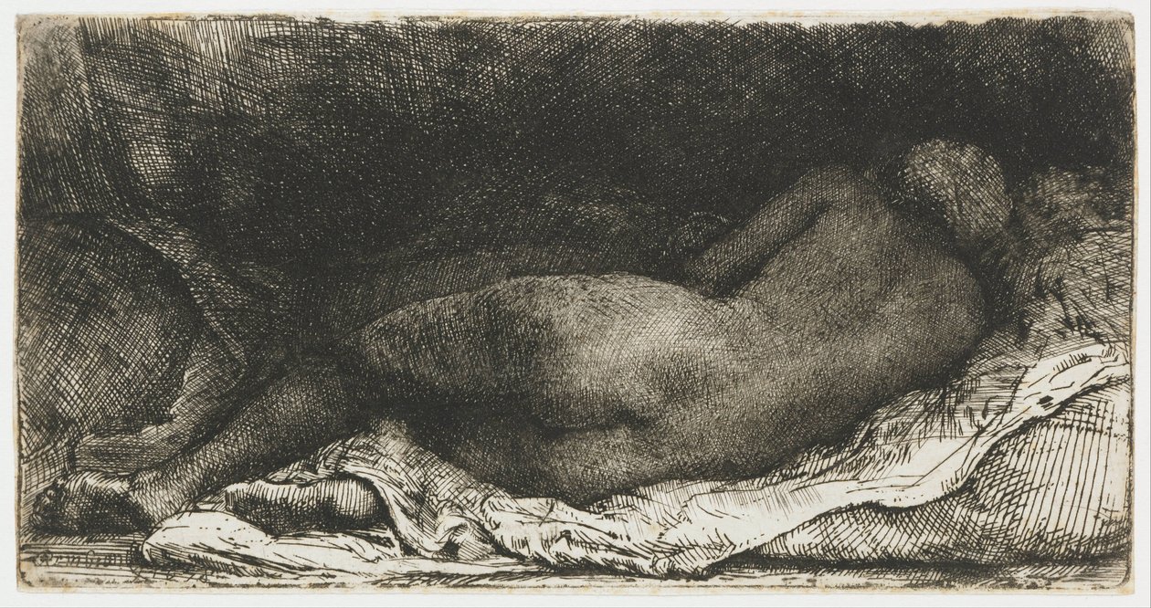 Femme nue allongée - Rembrandt van Rijn