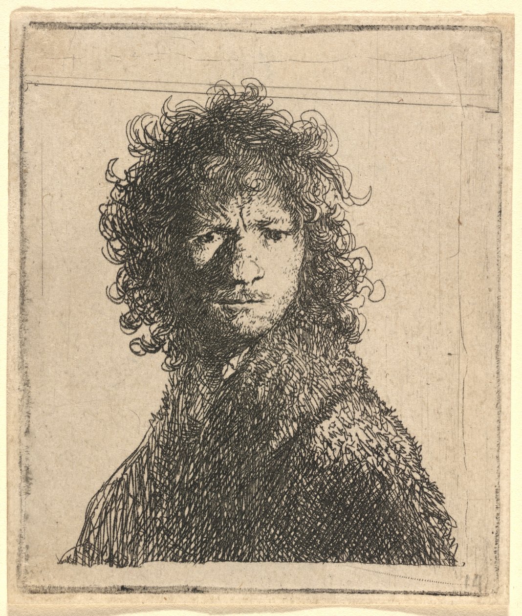 Autoportrait, fronçant les sourcils - Rembrandt van Rijn