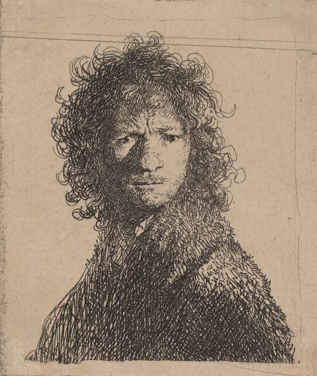 Autoportrait, fronçant les sourcils - Rembrandt van Rijn