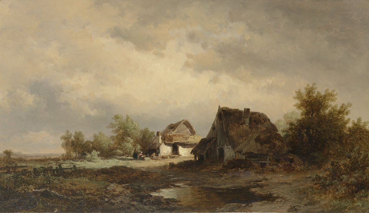 Paysage avec huttes sur la lande - Remigius Adrianus Haanen