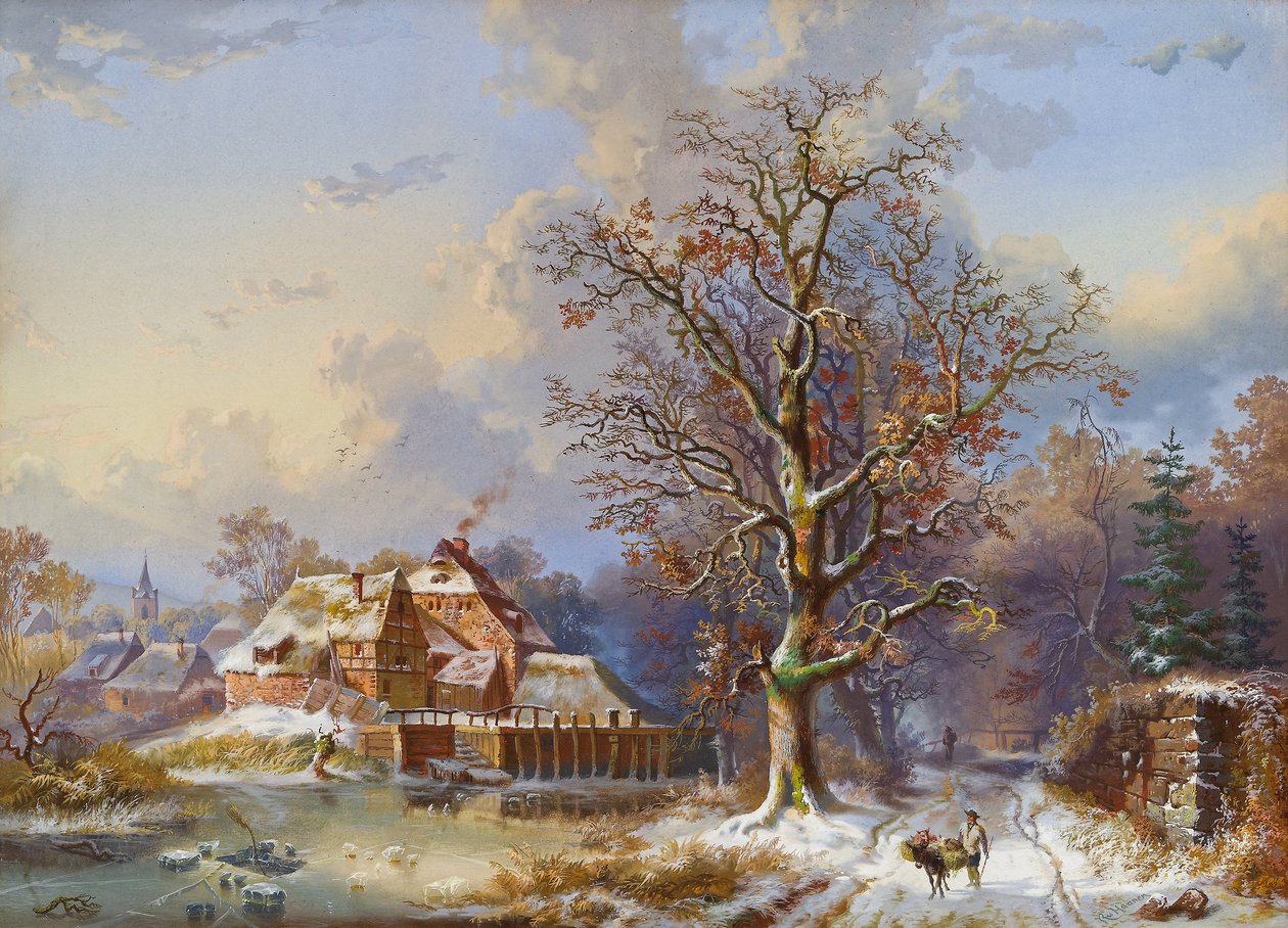 Village en hiver - Remigius Adrianus Haanen