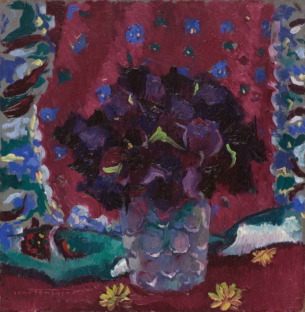 Pensées bleues dans un verre - René Fontayne