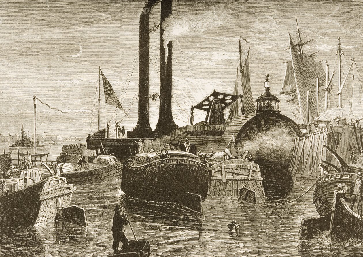 Une flotte de céréales dans le port de New York dans les années 1870, c.1880 - Reverend Samuel Manning