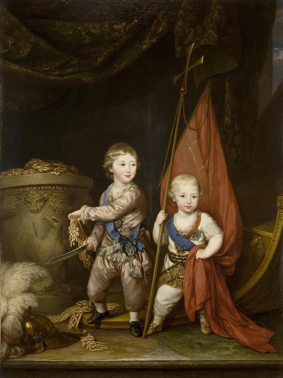 Portrait des grands-ducs Alexandre Pavlovitch et Constantin Pavlovitch, enfants, 1781 - Richard Brompton