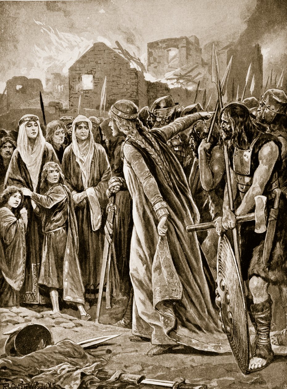 Prisonniers devant Ethelfled après la prise de Brecon, illustration de 