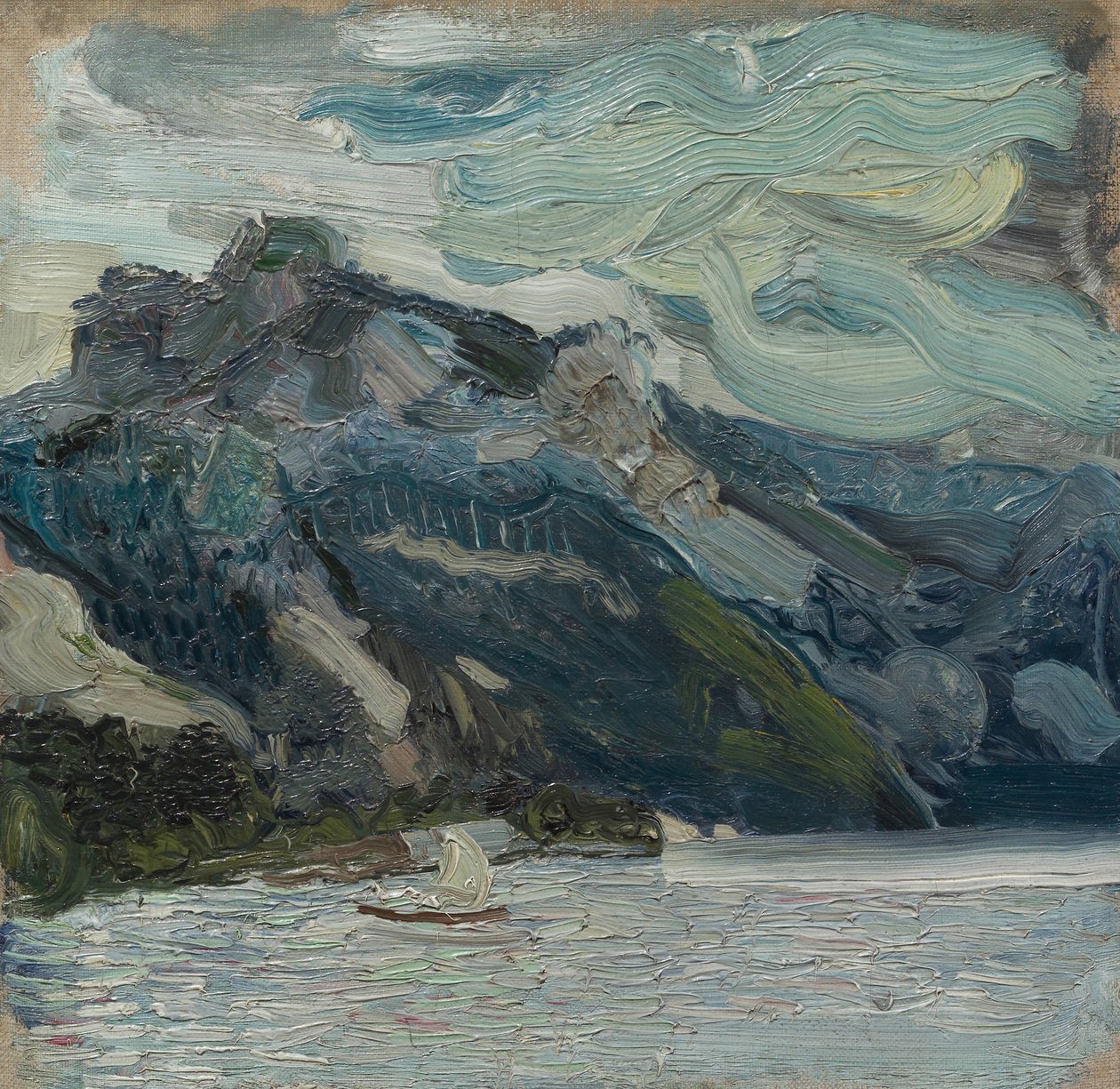 Lac Traun avec femme grecque endormie - Richard Gerstl