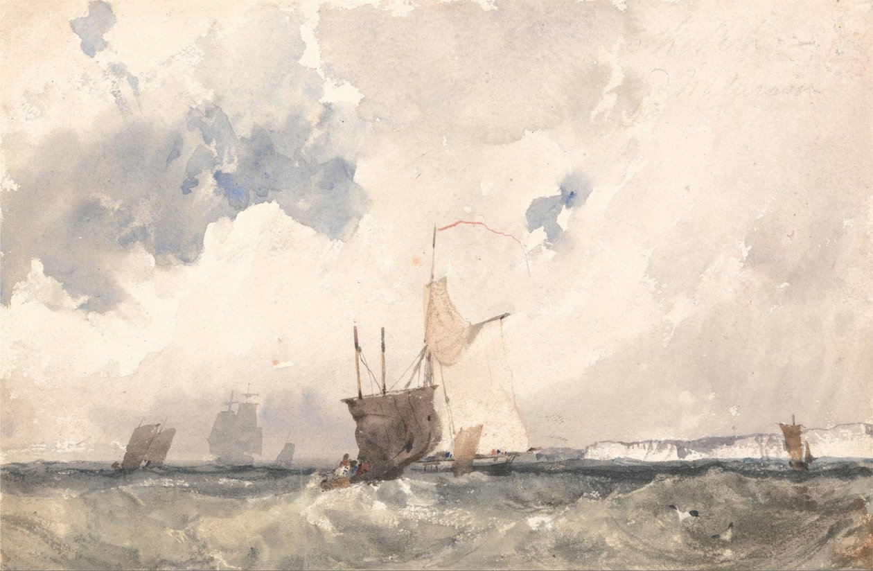 Navires dans une mer agitée - Richard Parkes Bonington