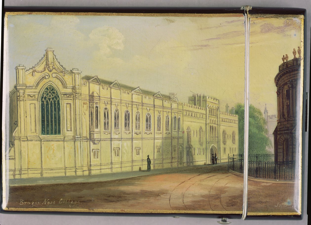 Étui à cartes victorien, avec une scène du Brasenose College, Oxford - Richard Phene and Benjamin W. Spiers