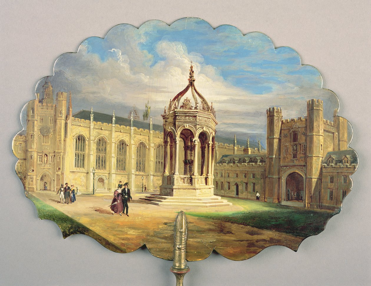 Écran victorien, avec une scène de la fontaine principale dans la Grande Cour du Trinity College, Cambridge - Richard Phene and Benjamin W. Spiers