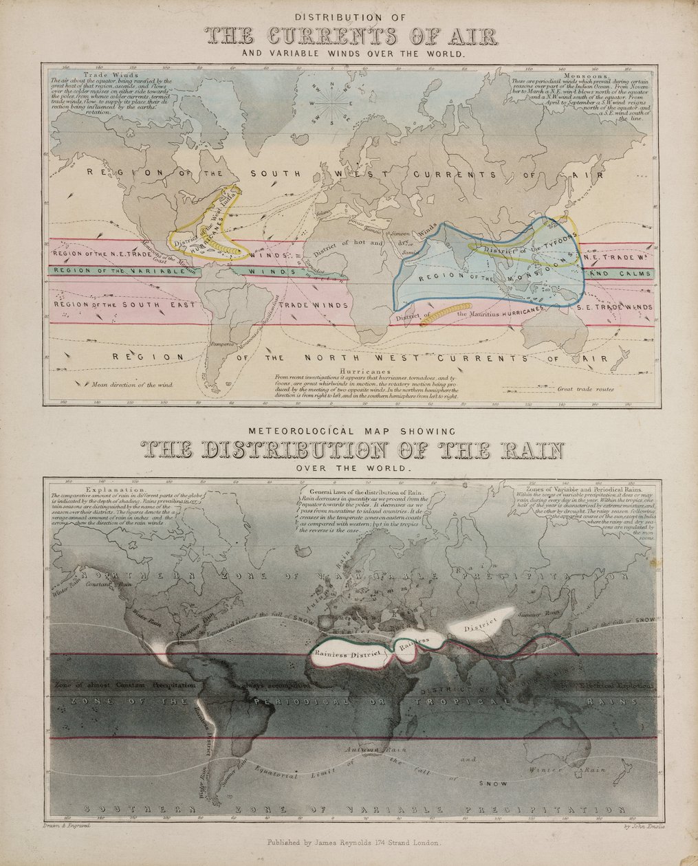 Deux cartes météorologiques, vers 1850 - John Pardon