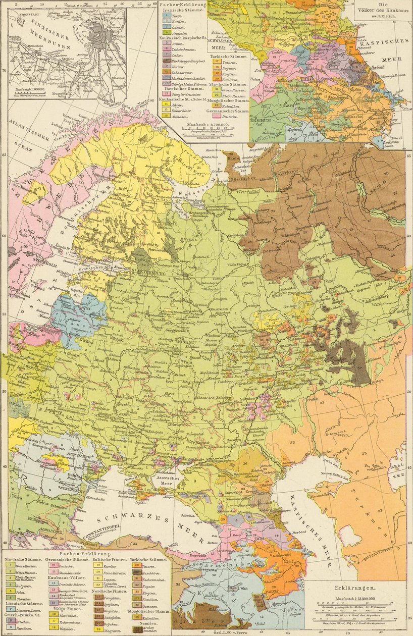 Andree, Richard. Volkerkarte von Russland. 1881 A - Richard Andree