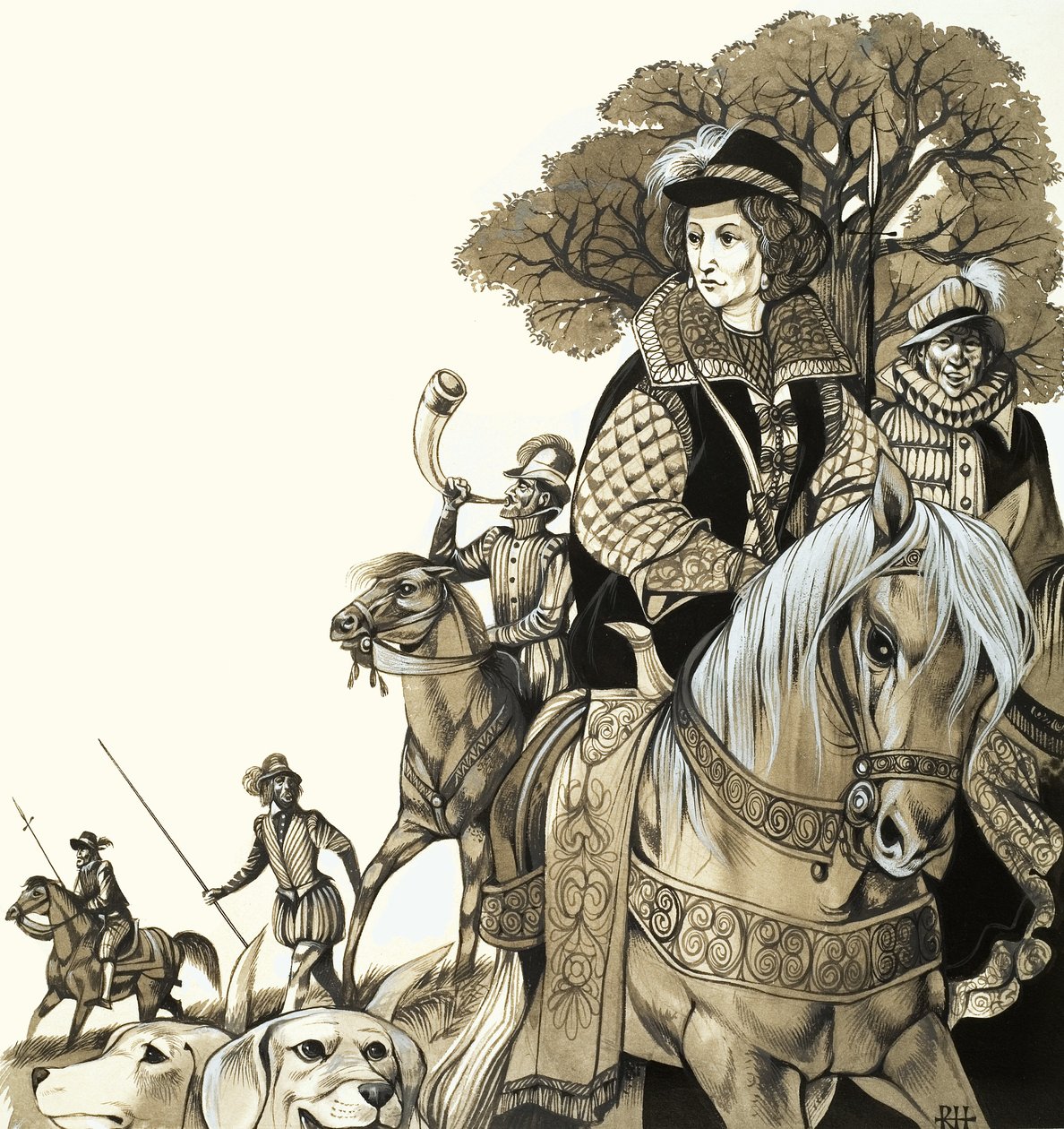La jeune Elizabeth I à la chasse - Richard Hook