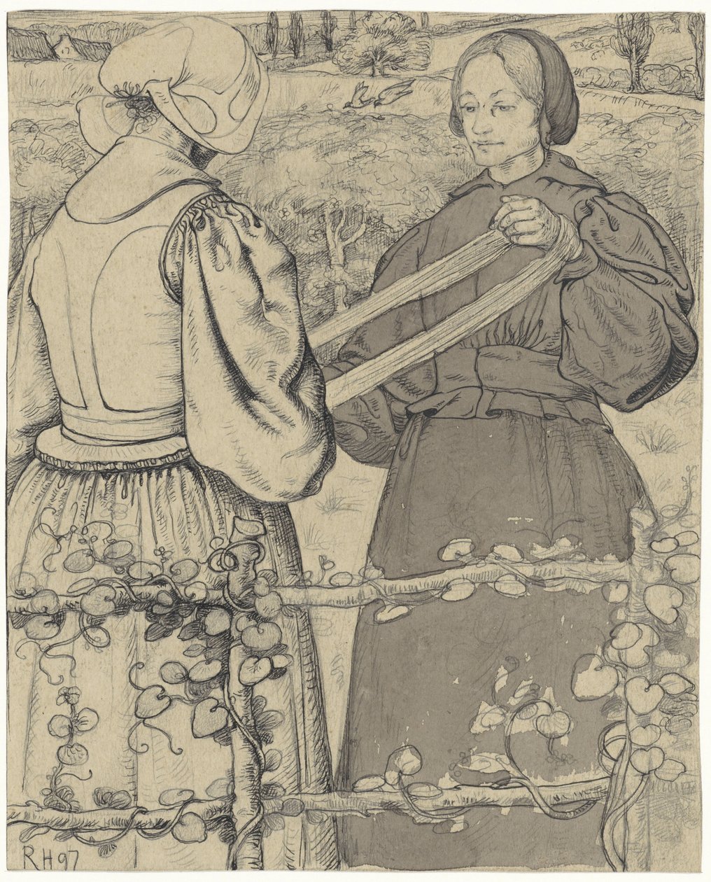 Filles de Huizer enroulant du fil - Richard Nicolaüs Roland Holst