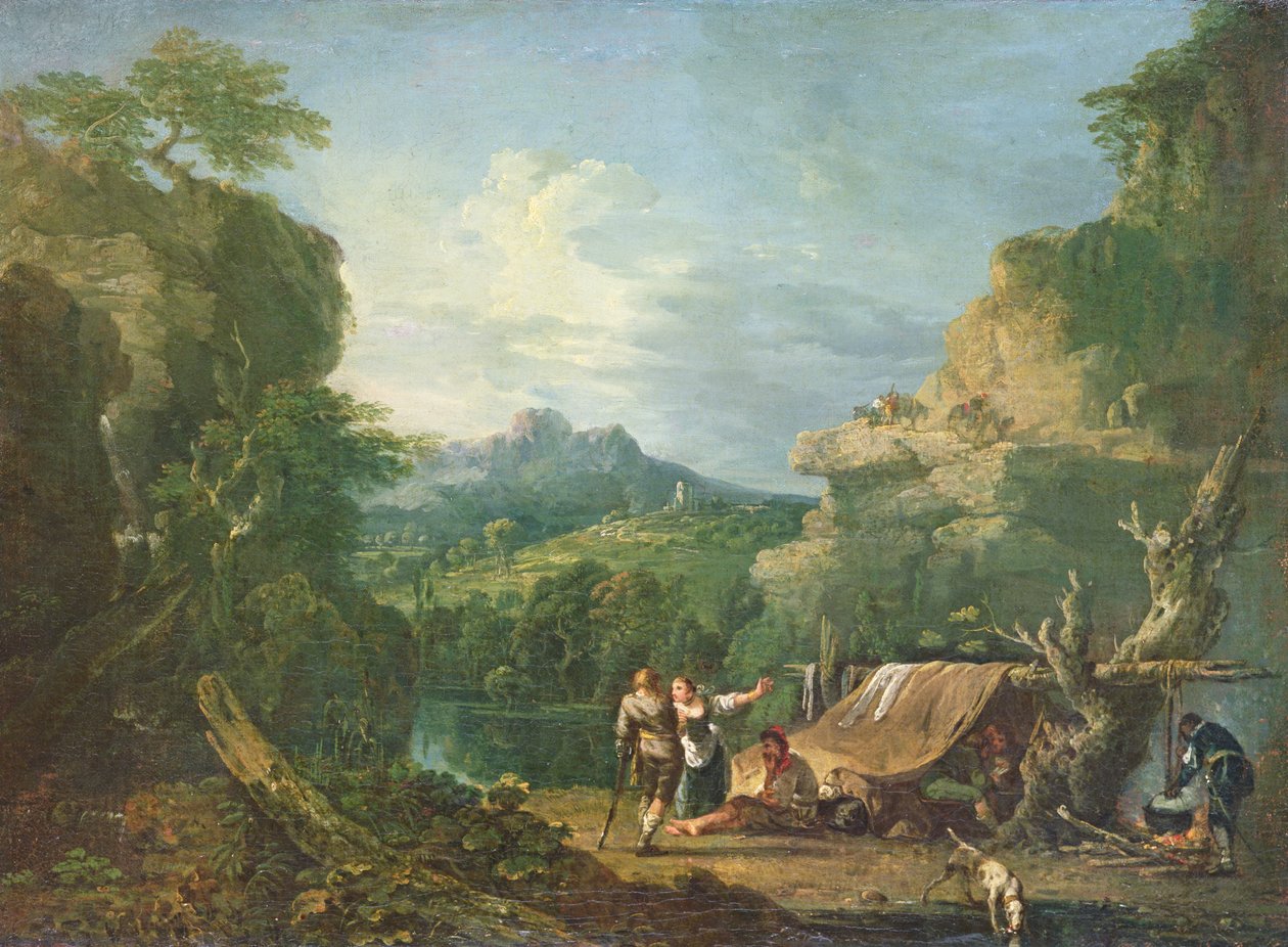 Paysage avec bandits autour d